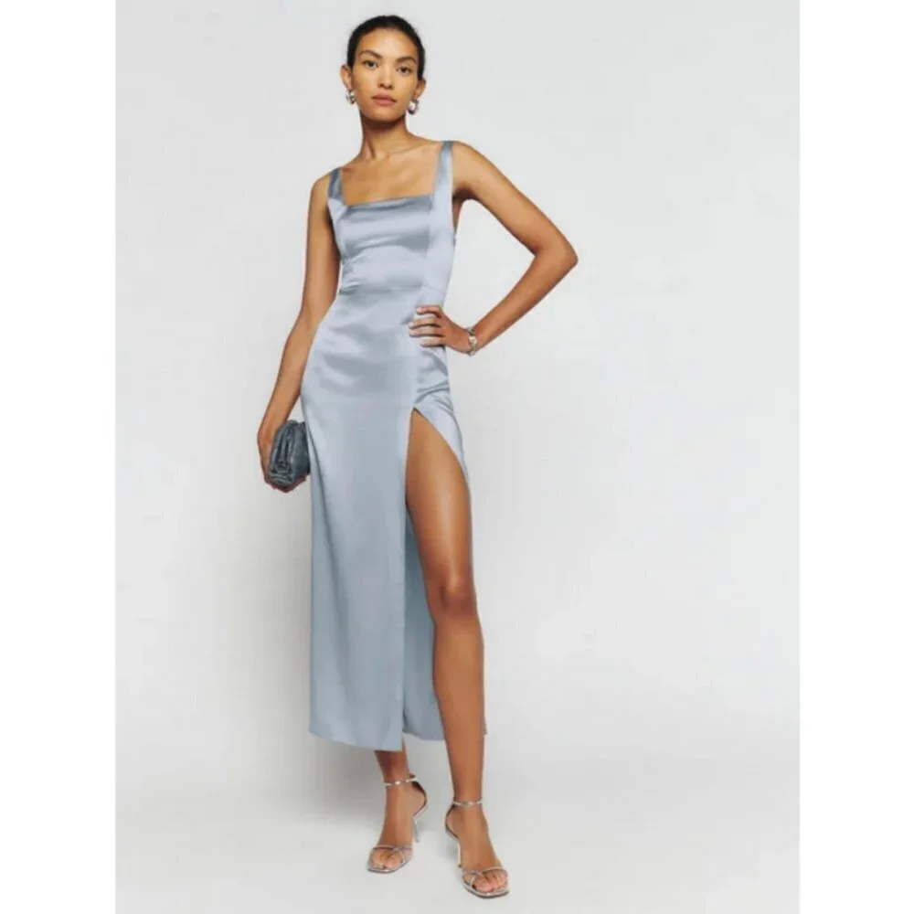 💕REFORMATION💕 Solay Silk Dress ~ Mineral 6 NWT